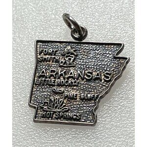 Vintage Sterling Silver Arkansas State Map Pendant Or Charm